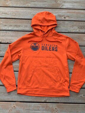 Edmonton Oilers Hoodie Mens Small Orange NHL Hockey Casual Unisex Pullover Top